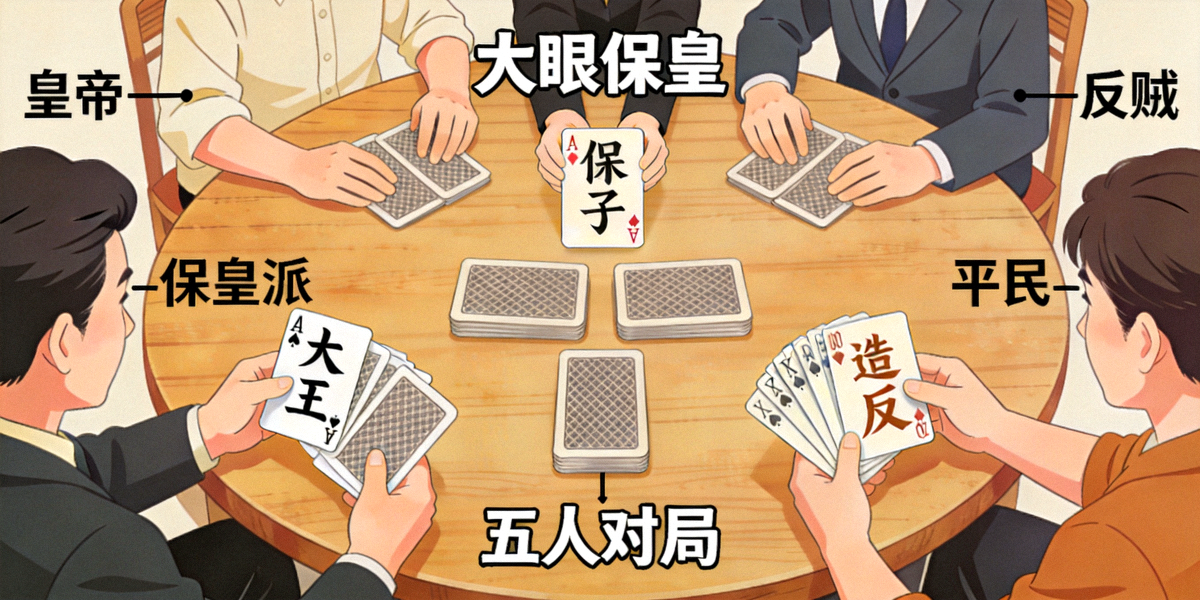 大眼保皇五人游戏对局场景示意图